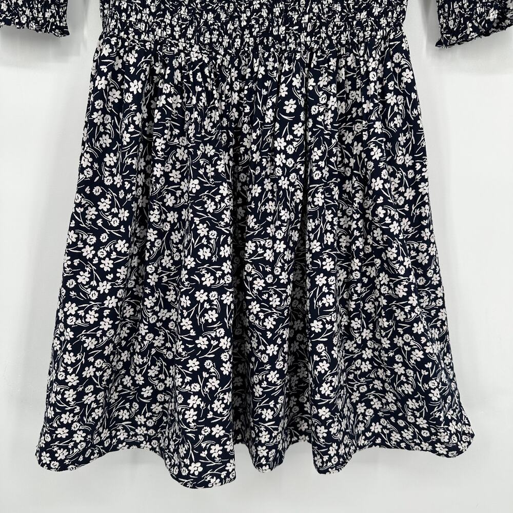 1.State Floral Print Puff Sleeve Smocked Mini Dress Square Neck Fit and Flare - Picture 7 of 13